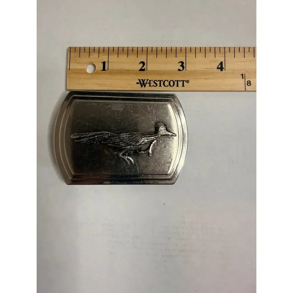 Vintage Rare Road Runner Pewter Belt Buckle Silver Tone 3